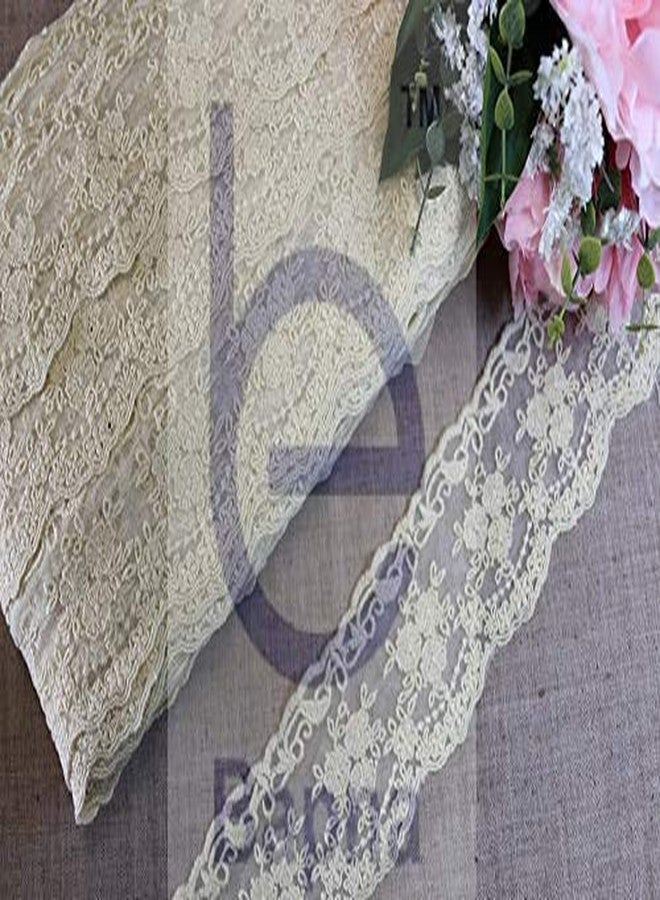 Bapna 5 Yard Embroidery Lace Ribbon Floral Design for Sewing Kurta Tablecloth Slipcover Bridal DIY Clothing Accessories,Ivory - Image 4